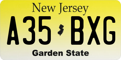 NJ license plate A35BXG