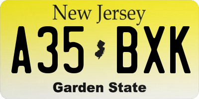 NJ license plate A35BXK