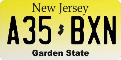 NJ license plate A35BXN