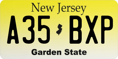 NJ license plate A35BXP