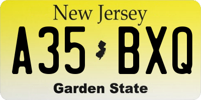 NJ license plate A35BXQ