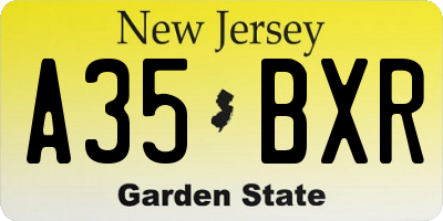 NJ license plate A35BXR