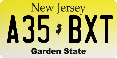 NJ license plate A35BXT