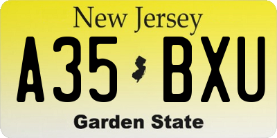 NJ license plate A35BXU