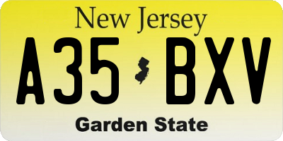 NJ license plate A35BXV