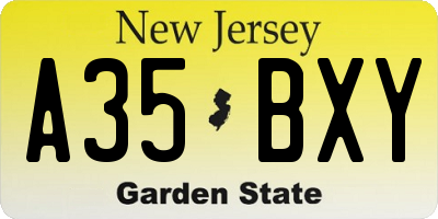 NJ license plate A35BXY
