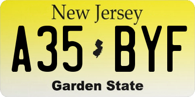 NJ license plate A35BYF