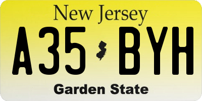NJ license plate A35BYH