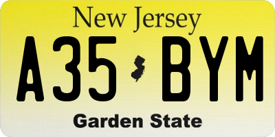 NJ license plate A35BYM