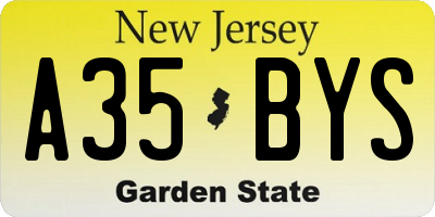 NJ license plate A35BYS