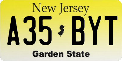 NJ license plate A35BYT