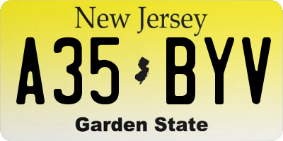 NJ license plate A35BYV