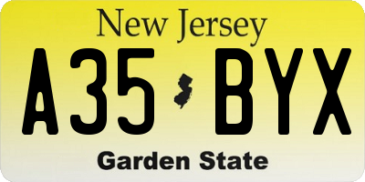 NJ license plate A35BYX
