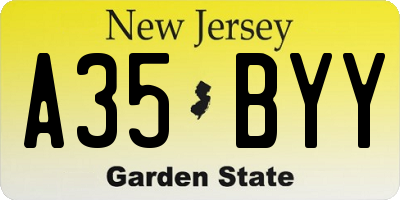 NJ license plate A35BYY