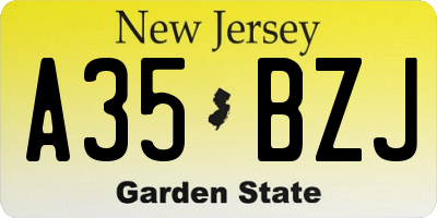 NJ license plate A35BZJ