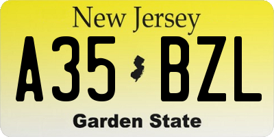 NJ license plate A35BZL