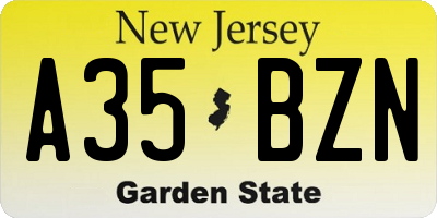 NJ license plate A35BZN