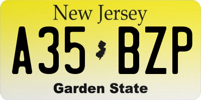 NJ license plate A35BZP