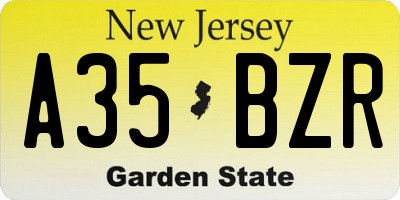NJ license plate A35BZR
