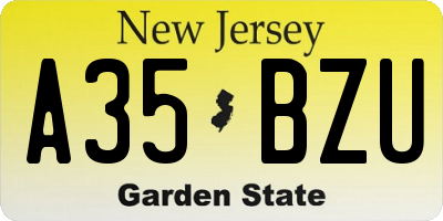 NJ license plate A35BZU