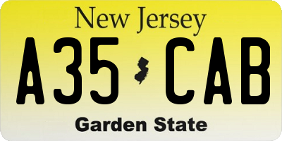 NJ license plate A35CAB