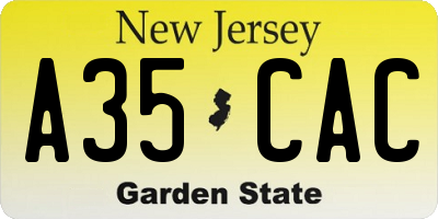 NJ license plate A35CAC