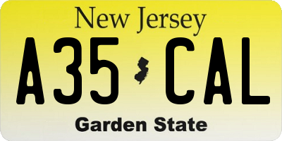NJ license plate A35CAL