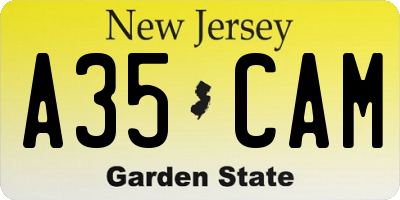 NJ license plate A35CAM