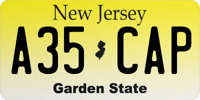 NJ license plate A35CAP
