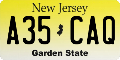 NJ license plate A35CAQ