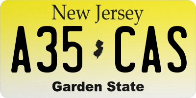 NJ license plate A35CAS