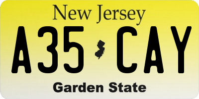 NJ license plate A35CAY