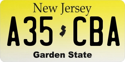NJ license plate A35CBA