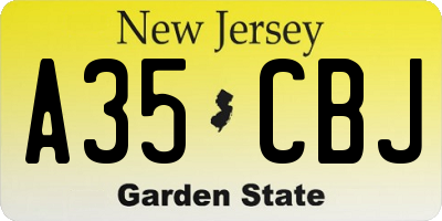 NJ license plate A35CBJ