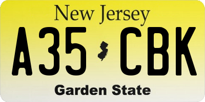 NJ license plate A35CBK