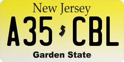 NJ license plate A35CBL