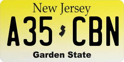 NJ license plate A35CBN
