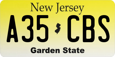 NJ license plate A35CBS
