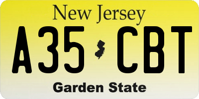 NJ license plate A35CBT