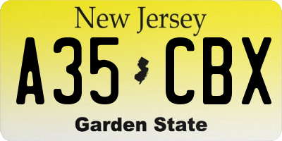 NJ license plate A35CBX