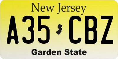 NJ license plate A35CBZ