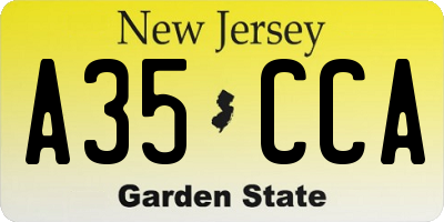 NJ license plate A35CCA