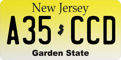 NJ license plate A35CCD