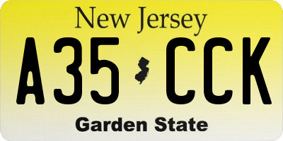 NJ license plate A35CCK
