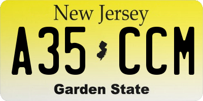 NJ license plate A35CCM