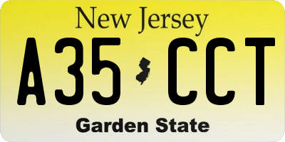 NJ license plate A35CCT