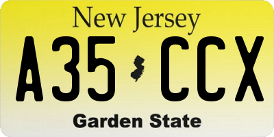 NJ license plate A35CCX