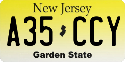 NJ license plate A35CCY