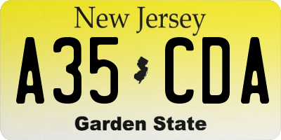 NJ license plate A35CDA