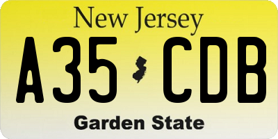 NJ license plate A35CDB